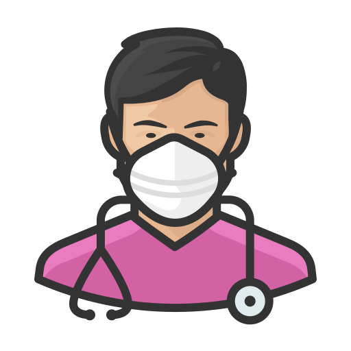 Asian, coronavirus, male, n-95 mask, nurse icon